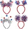 4PCS Patriotic Head Boppers Headbands – 4th of July Flashing Star & Heart Design, Independence Day Hair Accessories, Party Favors for Memorial Day & Veterans Day